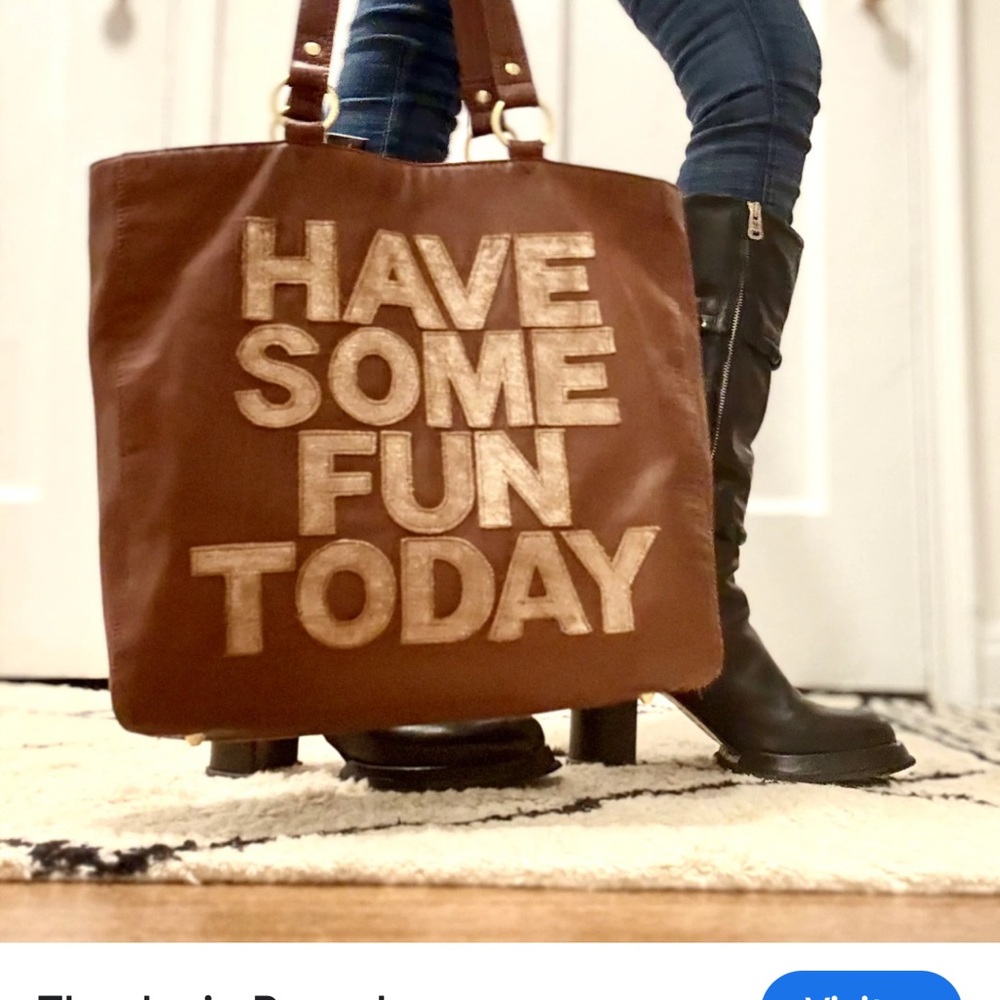 Have Some Fun Today Brown Josie Tote Bag - Picture 12 of 12